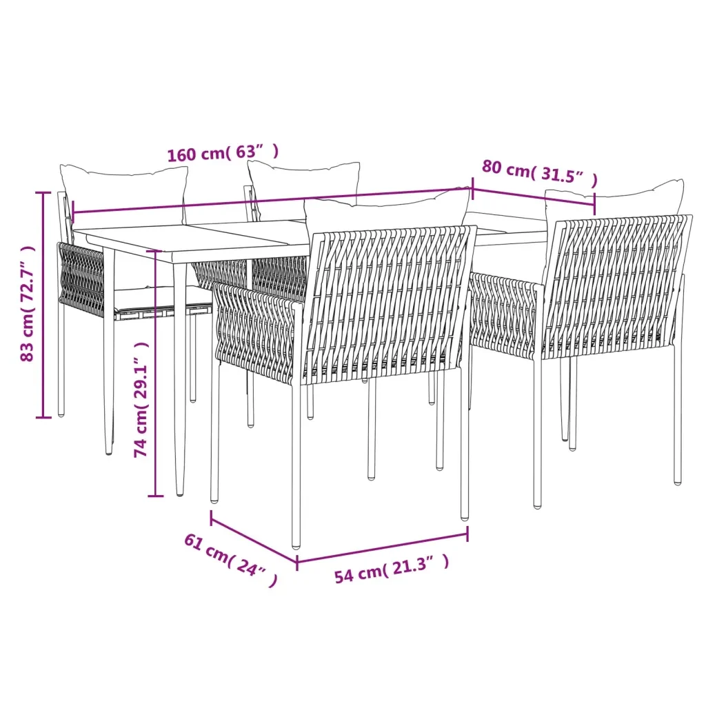 Set Pranzo da Giardino 5pz con Cuscini in Polyrattan e Acciaio 3187057 - Image 10