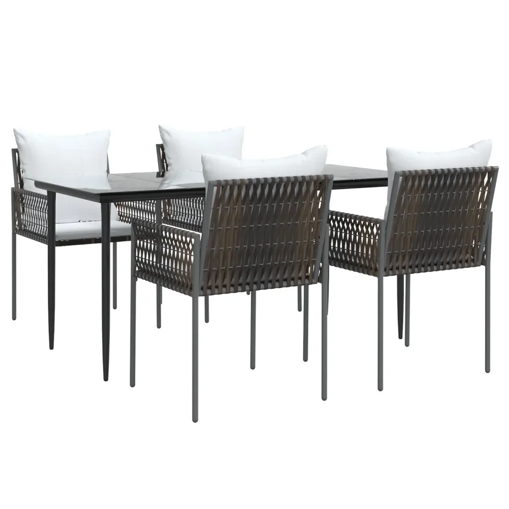 Set Pranzo da Giardino 5pz con Cuscini in Polyrattan e Acciaio 3187057 - Image 3
