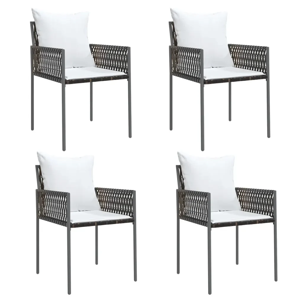 Set Pranzo da Giardino 5pz con Cuscini in Polyrattan e Acciaio 3187057 - Image 4