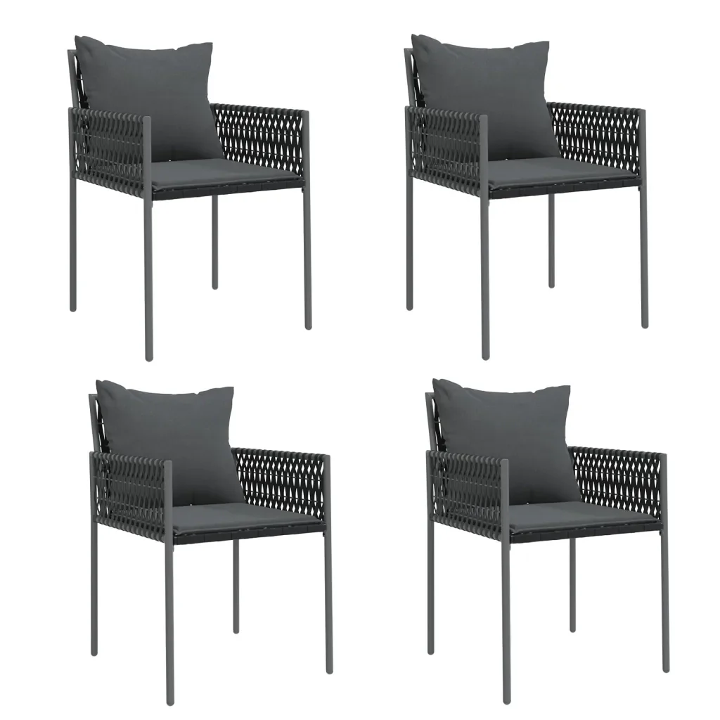 Set Pranzo da Giardino 5pz con Cuscini in Polyrattan e Acciaio 3187059 - Image 4