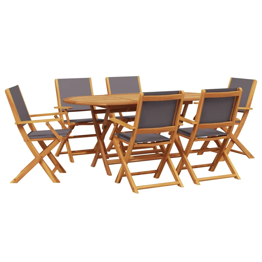 Set Pranzo da Giardino 7 pz Antracite Tessuto e Legno Massello 3281713 - Image 2
