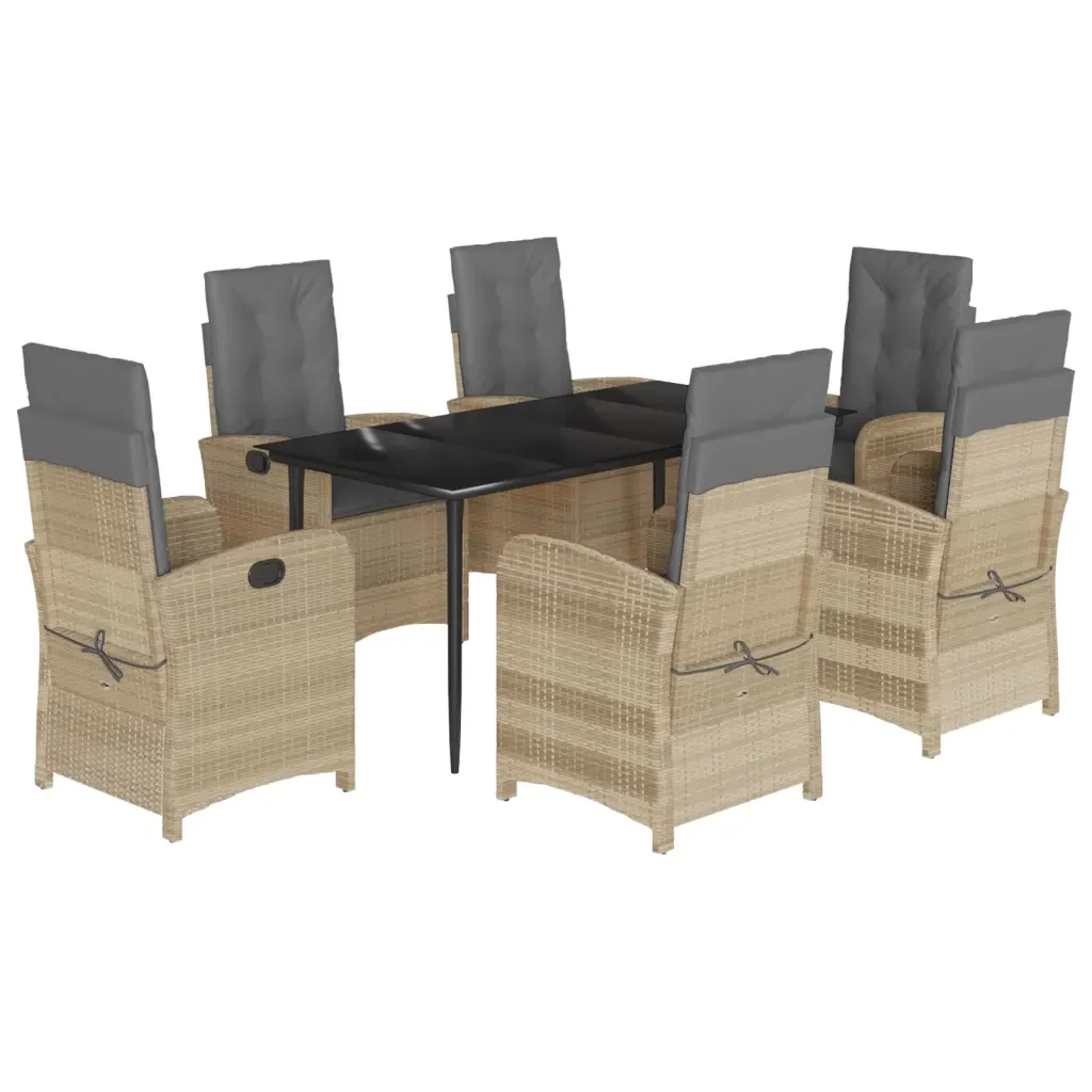 Set Pranzo da Giardino 7 pz con Cuscini Beige Misto Polyrattan 3212396 - Image 2