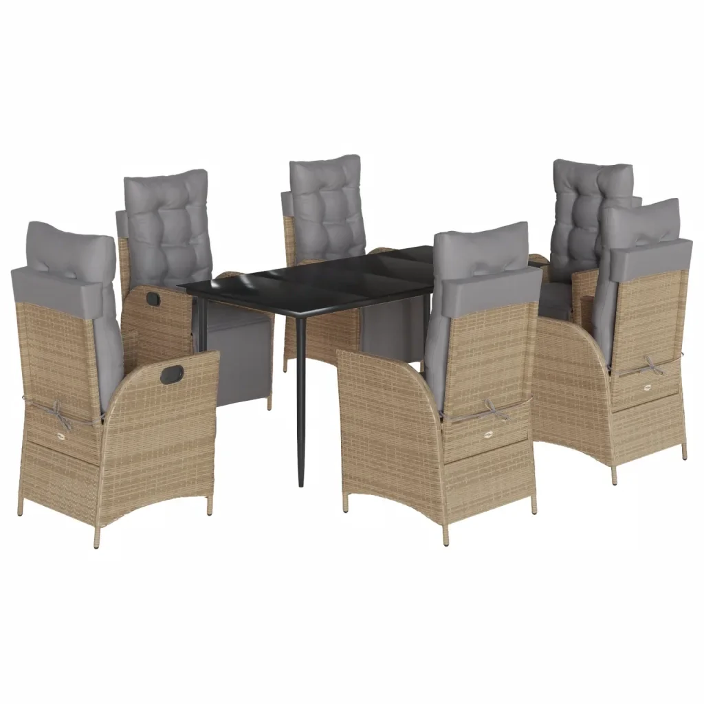 Set Pranzo da Giardino 7 pz con Cuscini Beige Misto Polyrattan 3213452 - Image 2