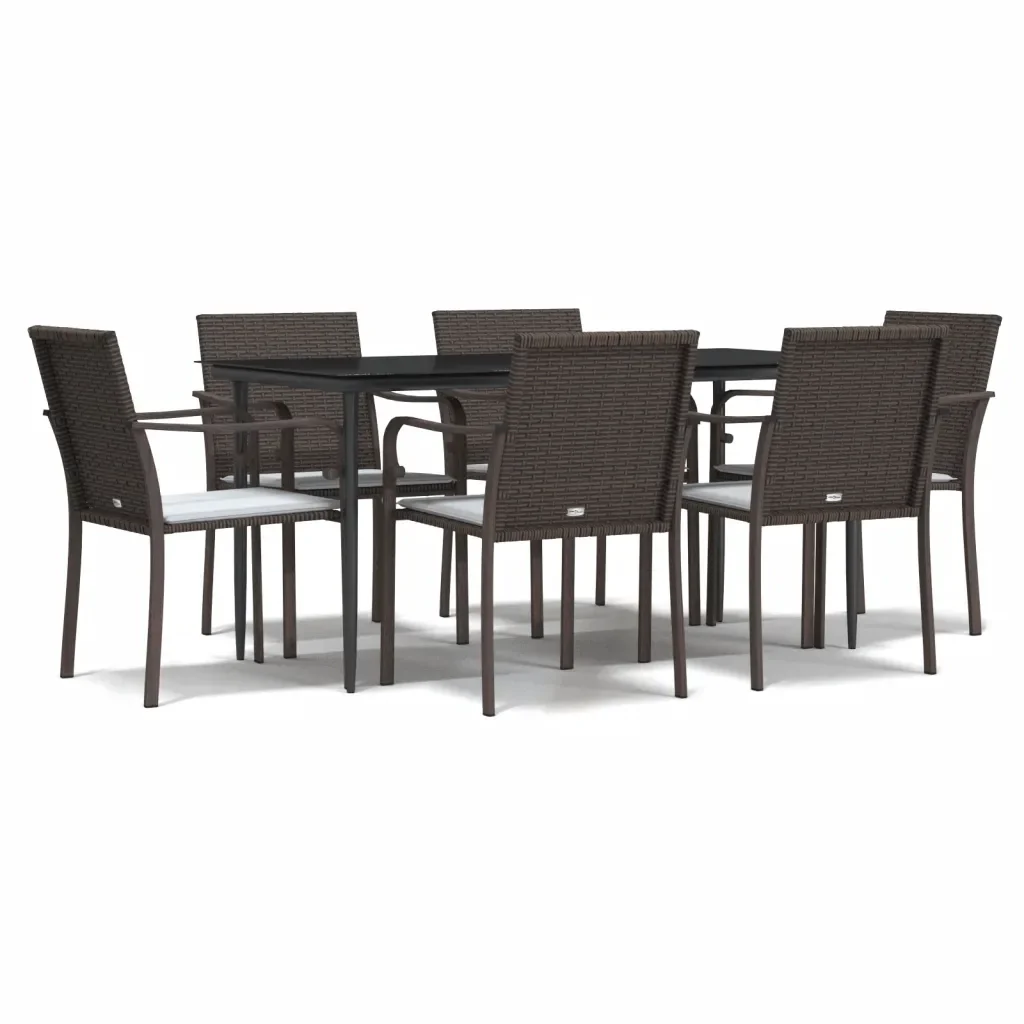 Set Pranzo da Giardino 7 pz con Cuscini in Polyrattan e Acciaio 3186946 - Image 2