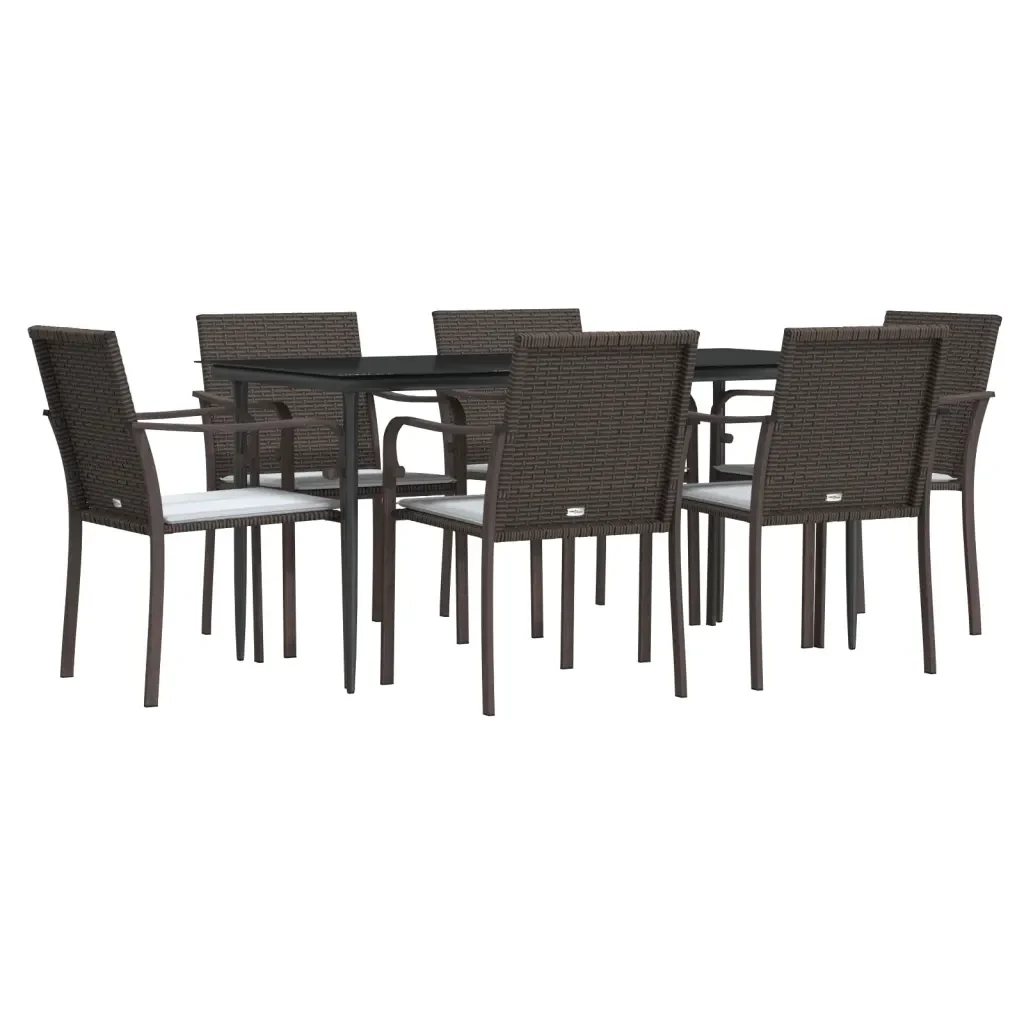 Set Pranzo da Giardino 7 pz con Cuscini in Polyrattan e Acciaio 3186946 - Image 3