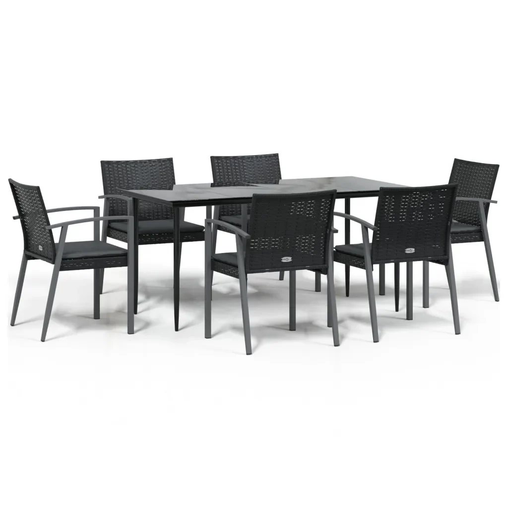 Set Pranzo da Giardino 7 pz con Cuscini in Polyrattan e Acciaio 3186980 - Image 2