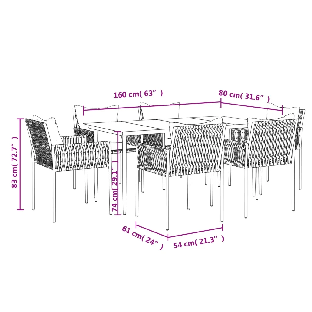Set Pranzo da Giardino 7 pz con Cuscini in Polyrattan e Acciaio 3187060 - Image 10