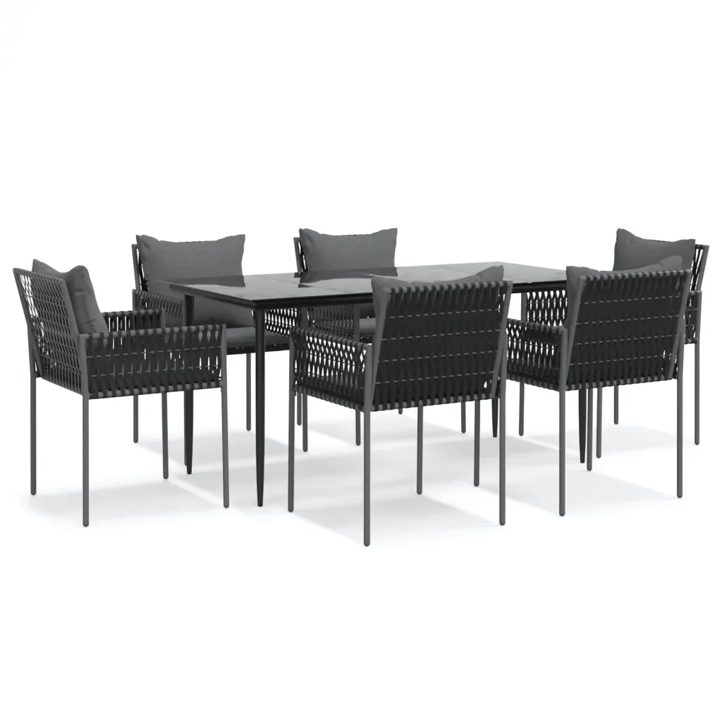 Set Pranzo da Giardino 7 pz con Cuscini in Polyrattan e Acciaio 3187060 - Image 2