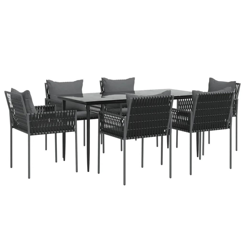 Set Pranzo da Giardino 7 pz con Cuscini in Polyrattan e Acciaio 3187060 - Image 3