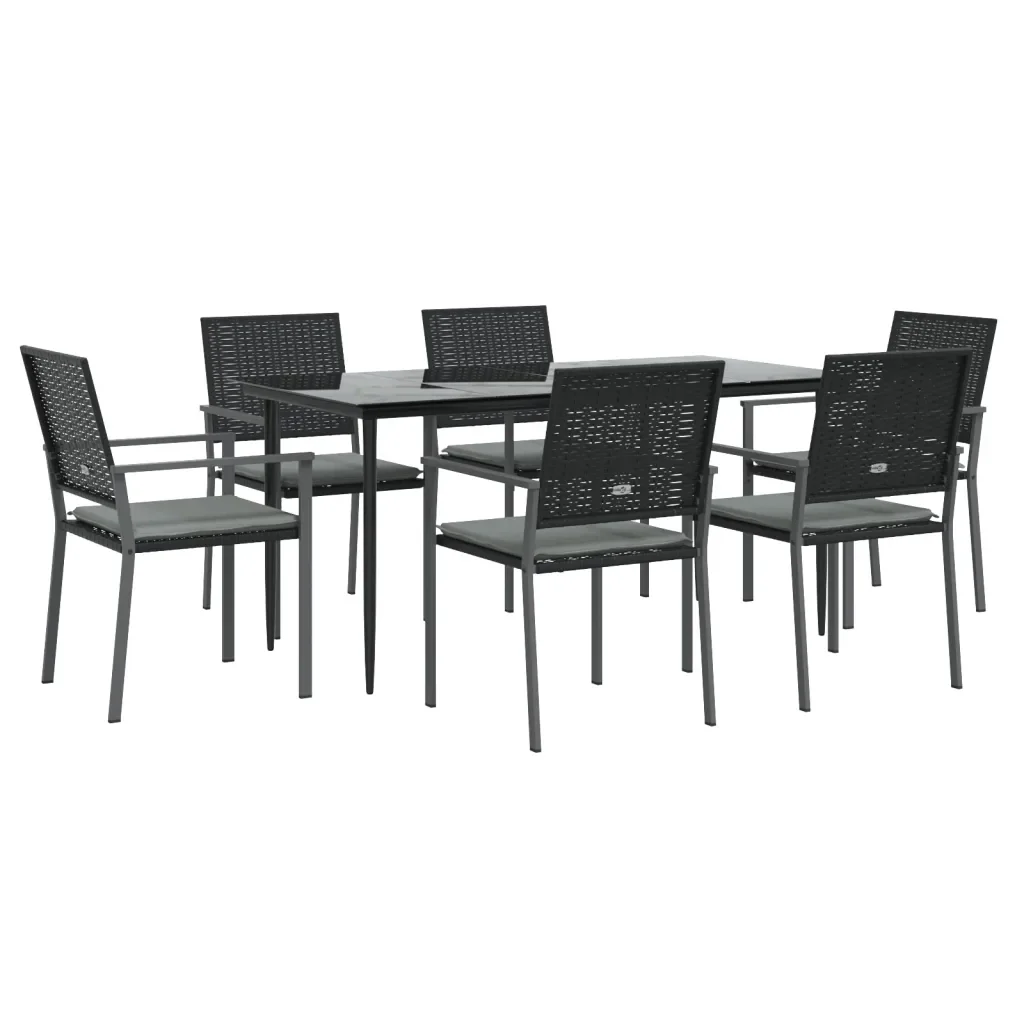 Set Pranzo da Giardino 7 pz con Cuscini in Polyrattan e Acciaiocod mxl 76616 - Image 3