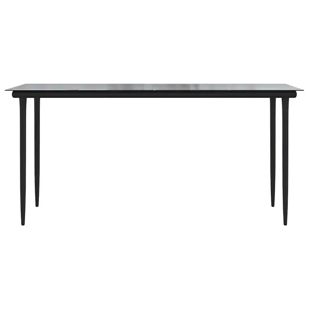 Set Pranzo da Giardino 7 pz Nero con Cuscini Polyrattan Vetro 3334454 - Image 8