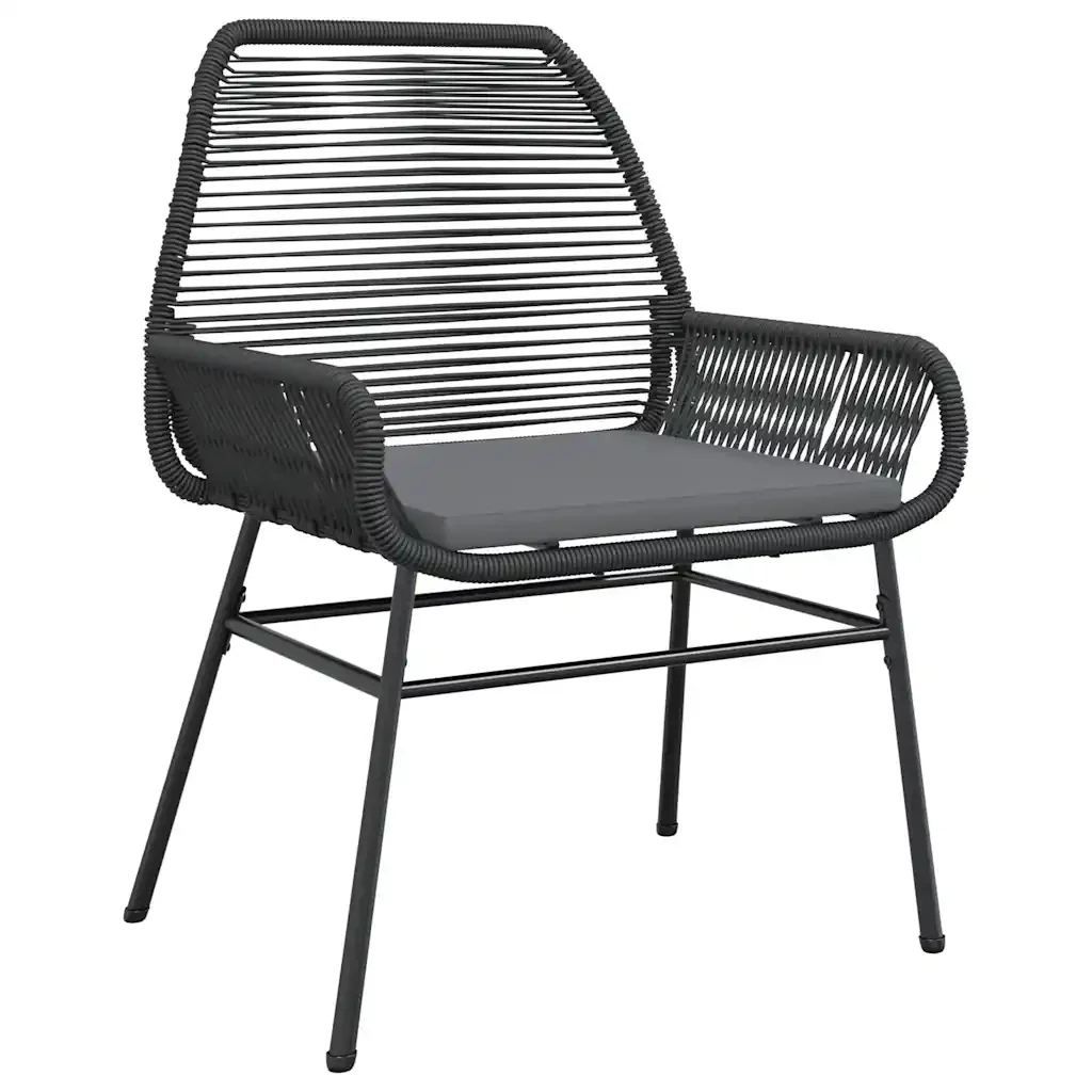 Set Pranzo da Giardino 7 pz Nero con Cuscini Polyrattan Vetro 3334468 - Image 4