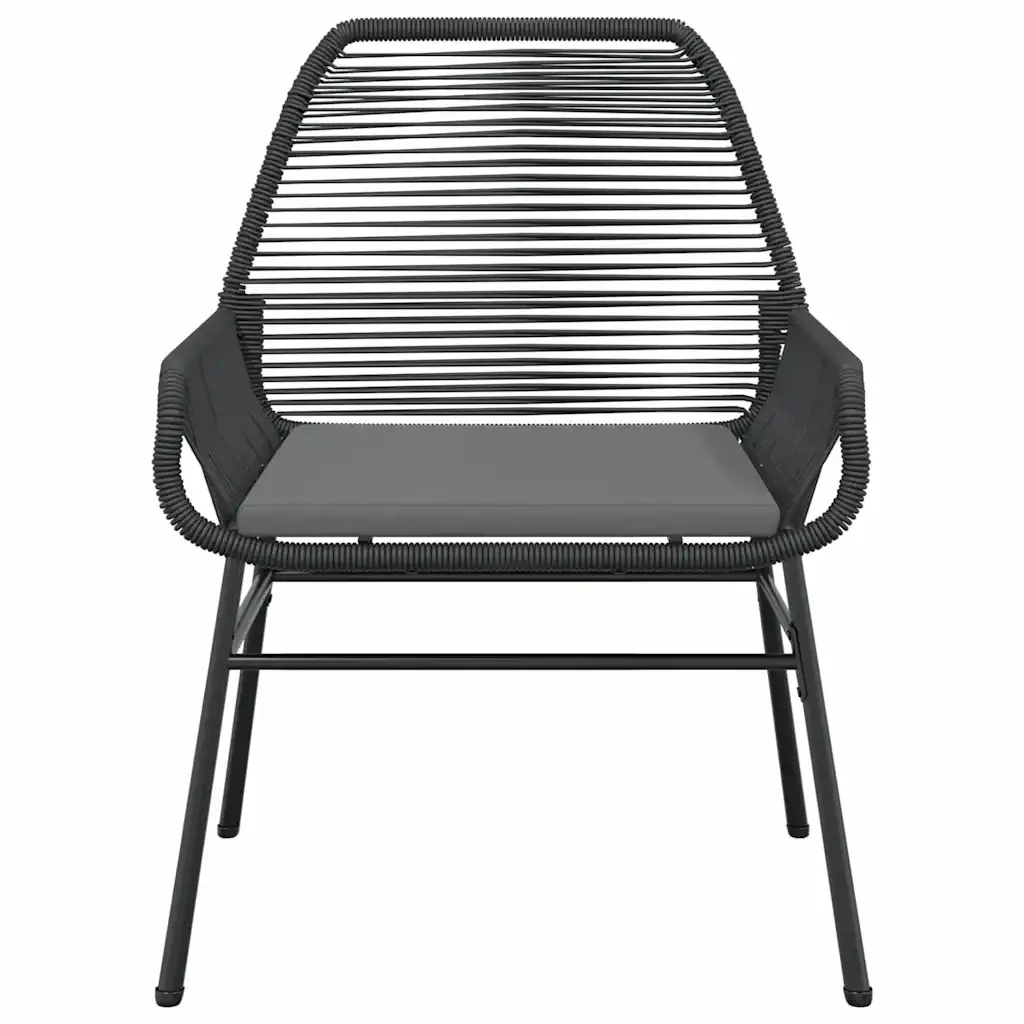 Set Pranzo da Giardino 7 pz Nero con Cuscini Polyrattan Vetro 3334468 - Image 5