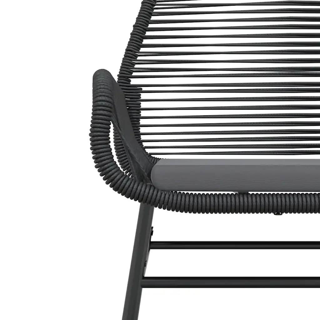 Set Pranzo da Giardino 7 pz Nero con Cuscini Polyrattan Vetro 3334468 - Image 6