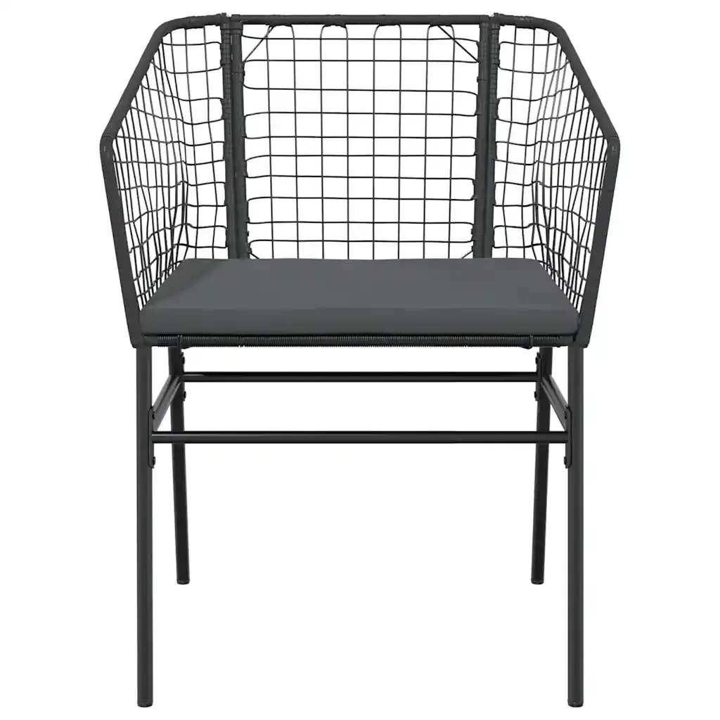 Set Pranzo da Giardino 7 pz Nero con Cuscini Polyrattan Vetro 3334503 - Image 5