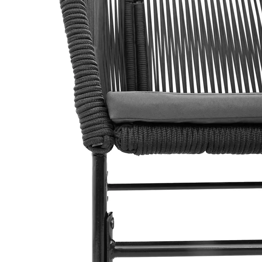 Set Pranzo da Giardino 7 pz Nero con Cuscini Polyrattan Vetro 3334517 - Image 8