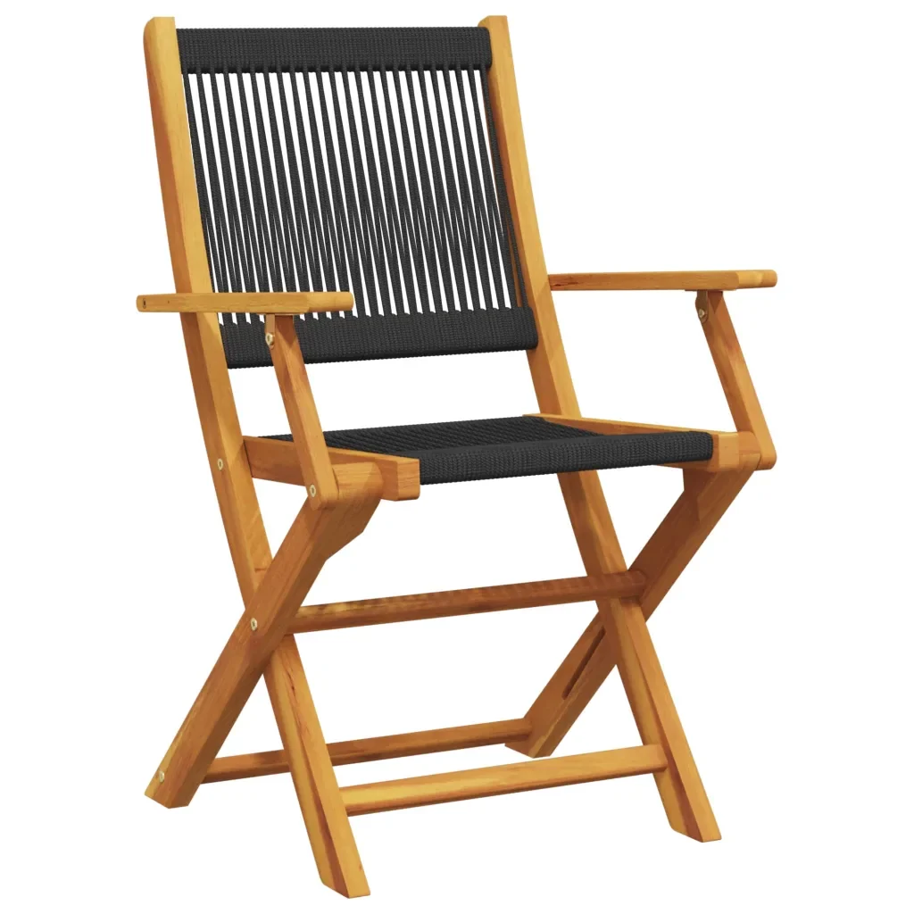 Set Pranzo da Giardino 7 pz Nero Polipropilene e Legno Massello 3281709 - Image 3