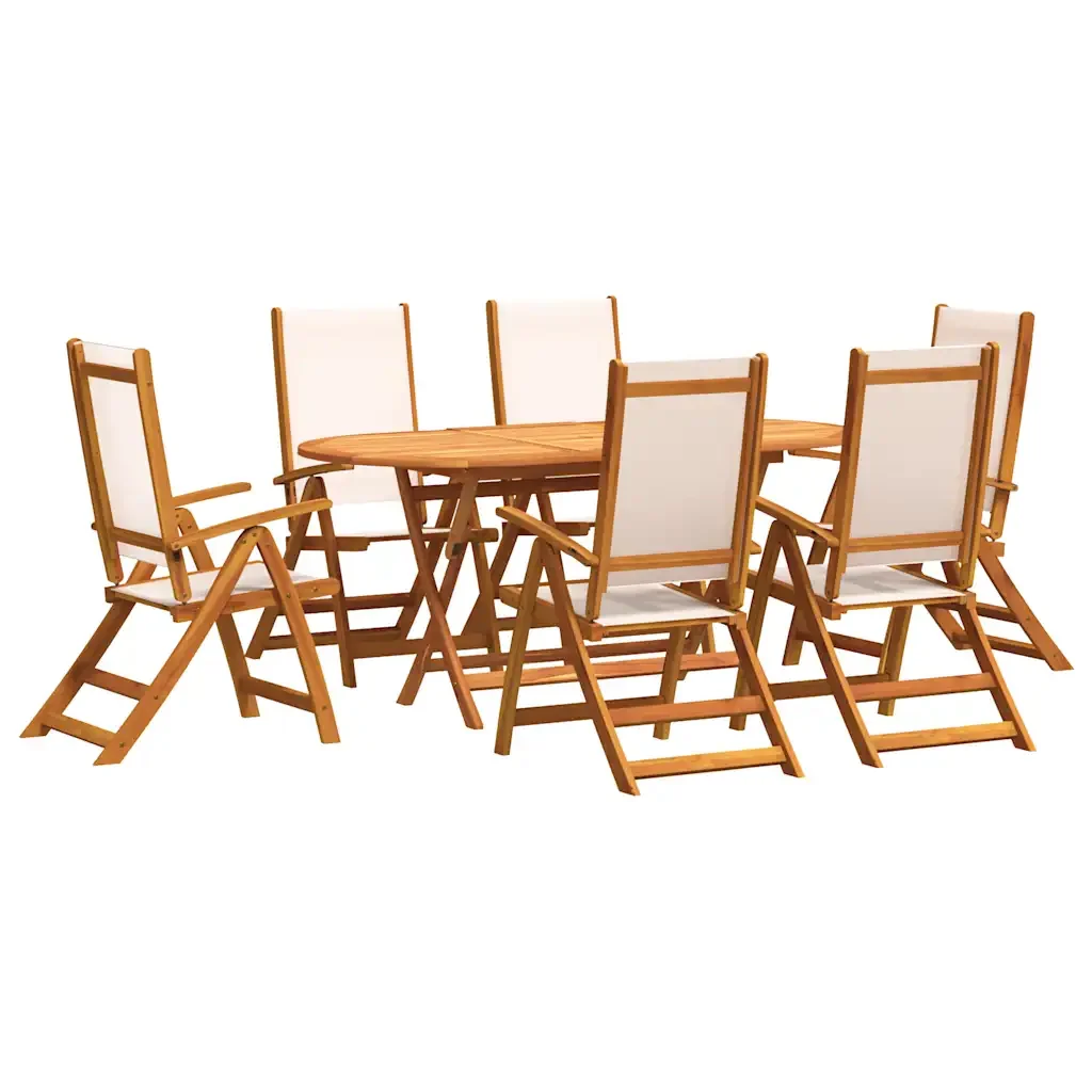 Set Pranzo da Giardino 7pz Legno Massello di Acacia e Textilene 3279270 - Image 2