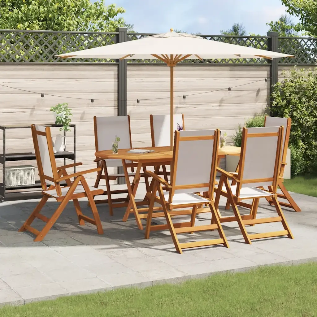 Set Pranzo da Giardino 7pz Legno Massello di Acacia e Textilene 3279284