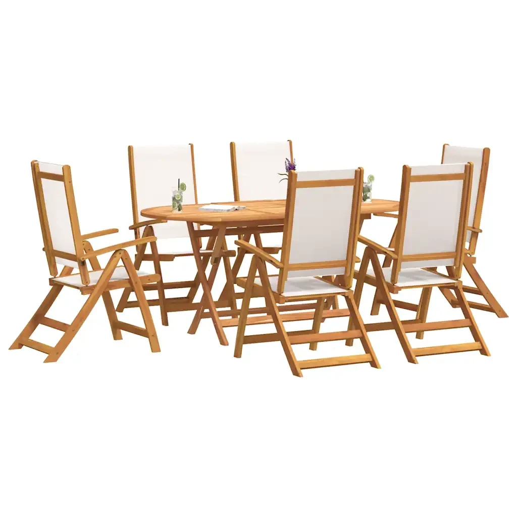 Set Pranzo da Giardino 7pz Legno Massello di Acacia e Textilene 3279284 - Image 2