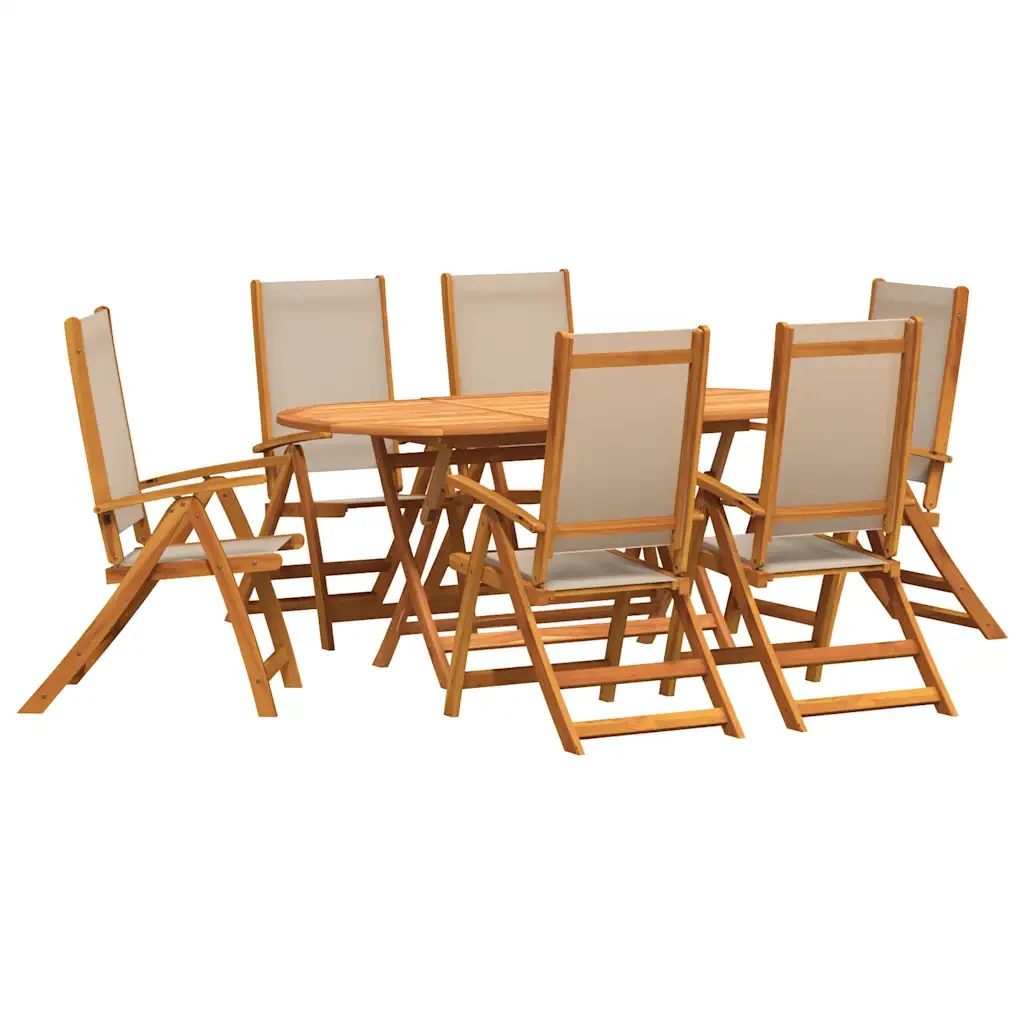 Set Pranzo da Giardino 7pz Legno Massello di Acacia e Textilene 3279312 - Image 2