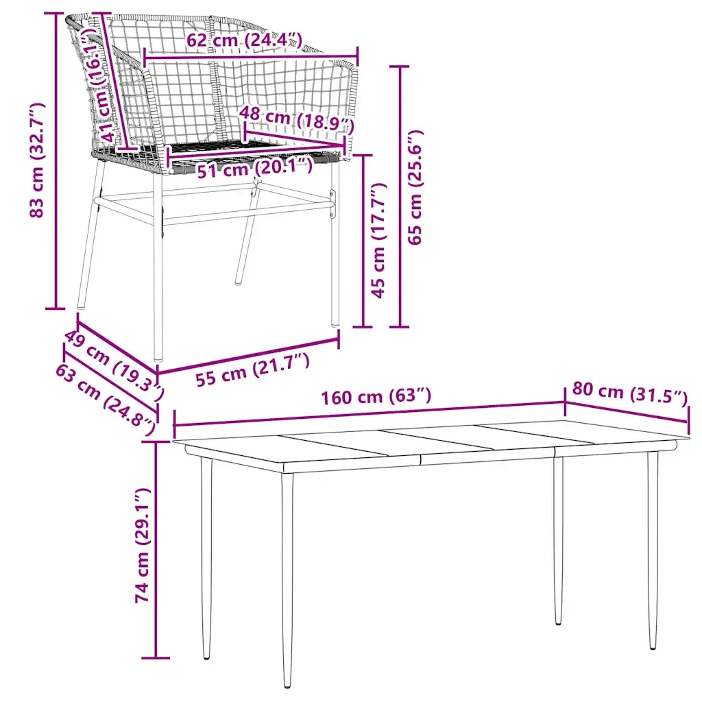 Set Pranzo da Giardino 7pz Marrone Polyrattan Vetro 3334496 - Image 10