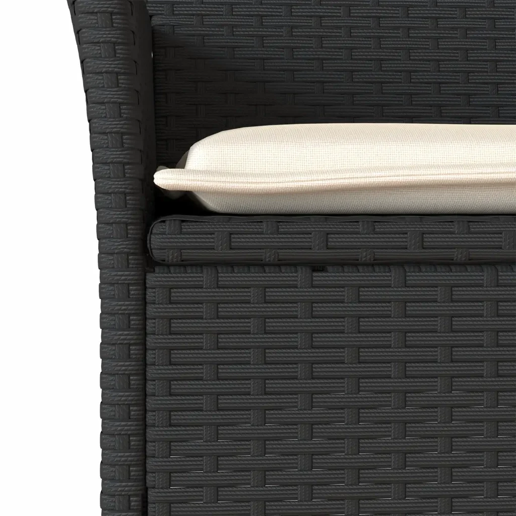 Set Pranzo da Giardino 9 pz con Cuscini Nero Polyrattan Acacia - Image 4