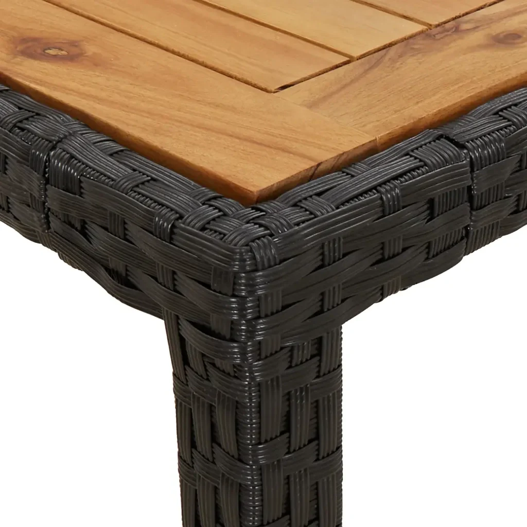Set Pranzo da Giardino 9 pz con Cuscini Nero Polyrattan Acacia - Image 5