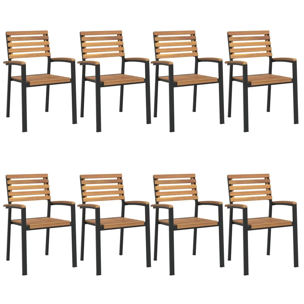 Set Pranzo da Giardino 9 pz Legno Massello di Acacia e Metallo 3155425 - Image 2
