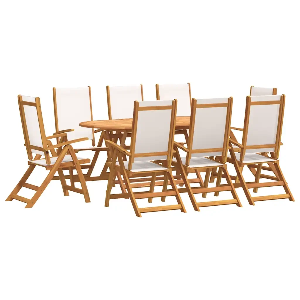 Set Pranzo da Giardino 9pz Legno Massello di Acacia e Textilene 3279285 - Image 2