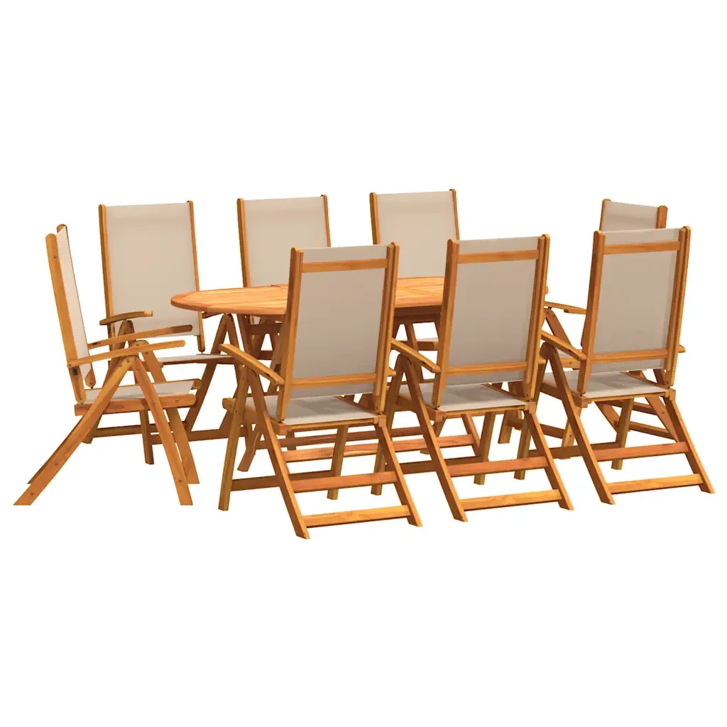 Set Pranzo da Giardino 9pz Legno Massello di Acacia e Textilene 3279313 - Image 2