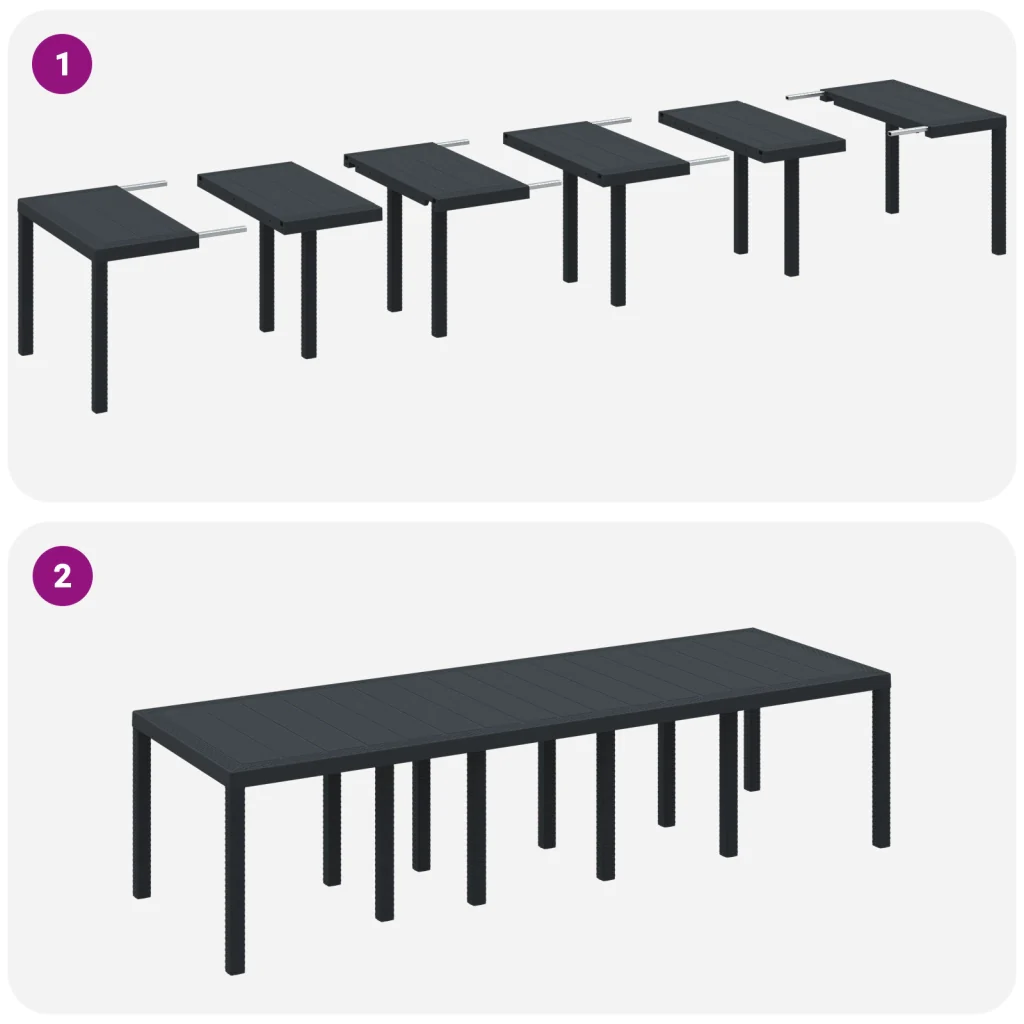 Set Pranzo Giardino  13 Pezzi con Cuscini Antracite Polyrattan - Image 10