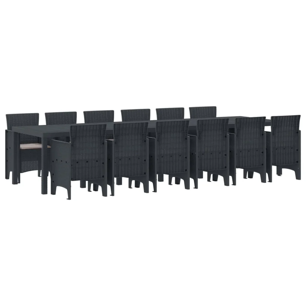 Set da Pranzo per Giardino 13 pcs Antracite Rattan Polt 3378773 - Image 2