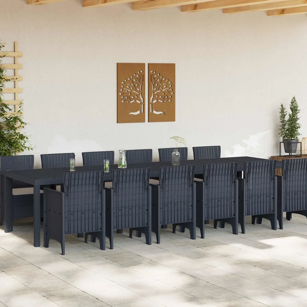 Set da Pranzo per Giardino 13 pcs Antracite Rattan Polt 3378773 - Image 3