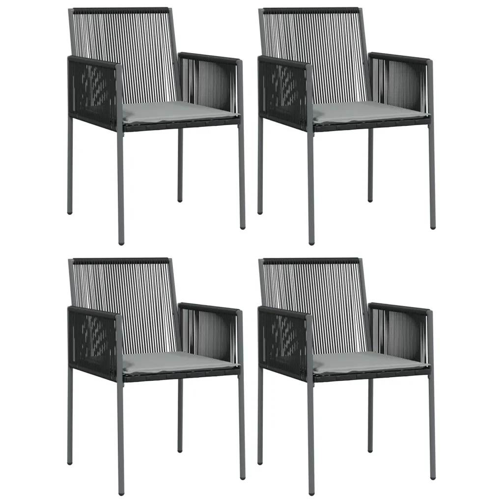 Set Pranzo Giardino 5 pz con Cuscini Polyrattan e Acciaio Nero 3187069 - Image 4
