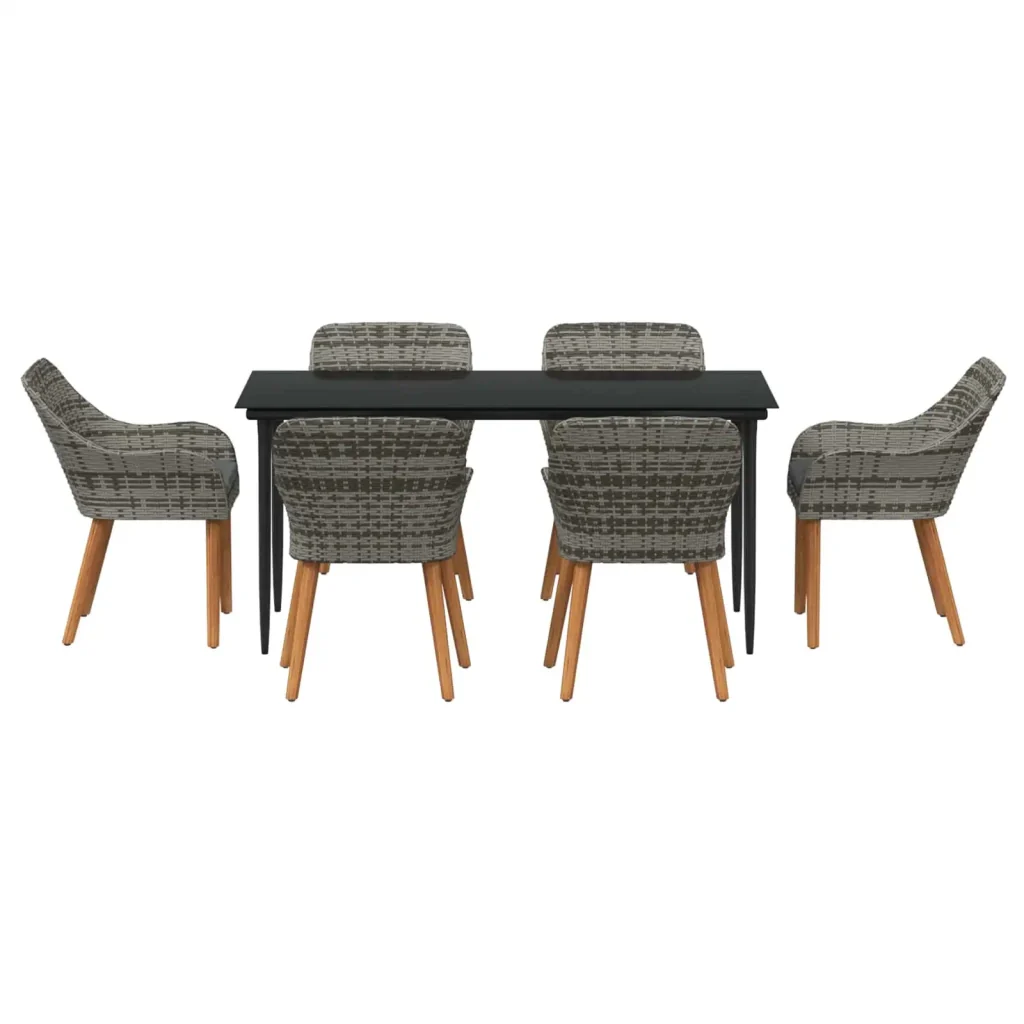 Set da Pranzo per Giardino con cuscino 7 pcs Grigio polyrattan 3261681 - Image 3