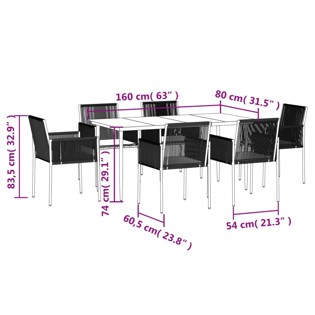 Set Pranzo Giardino 7 pz con Cuscini Polyrattan e Acciaio Nero 3187070 - Image 10