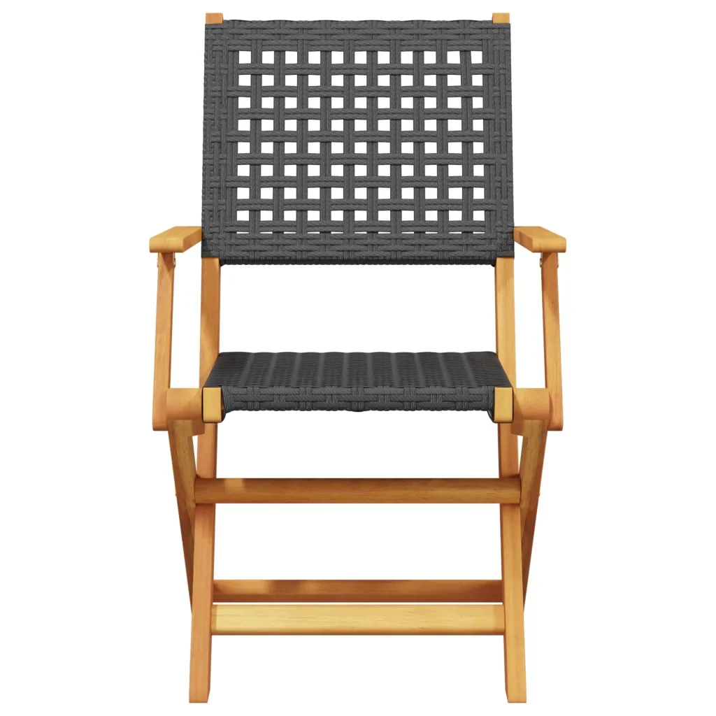 Set Pranzo Giardino 7 pz Nero in Polyrattan e Legno Massello 3281706 - Image 4