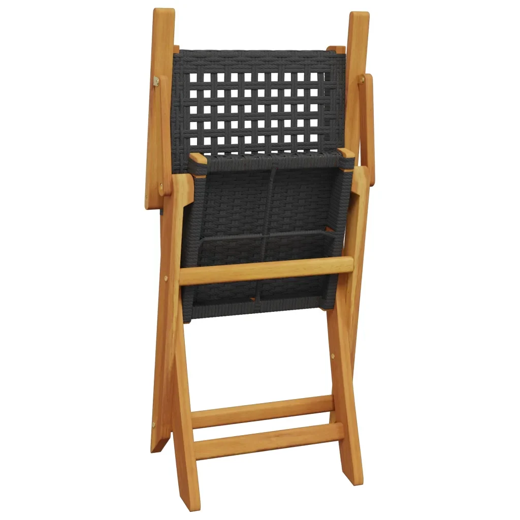 Set Pranzo Giardino 7 pz Nero in Polyrattan e Legno Massello 3281706 - Image 7