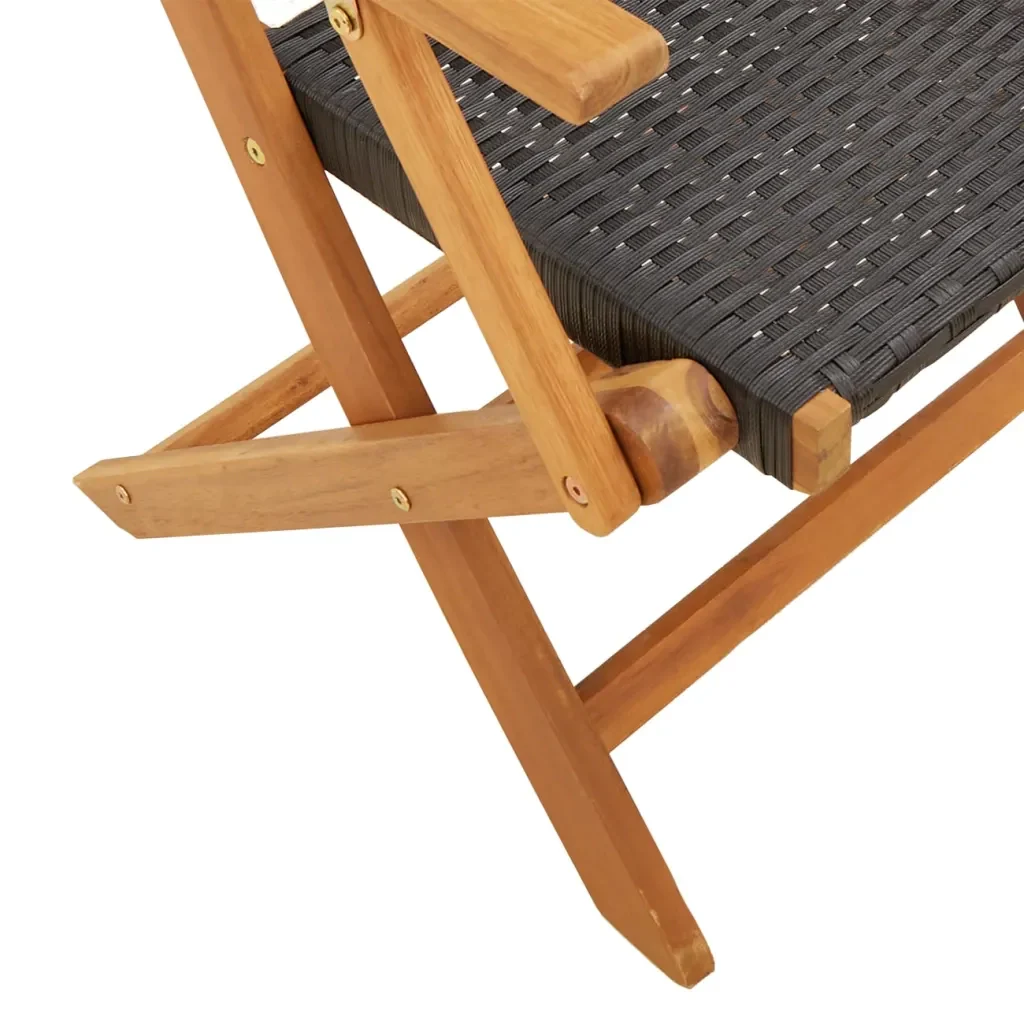 Set Pranzo Giardino 7 pz Nero in Polyrattan e Legno Massello 3281706 - Image 9