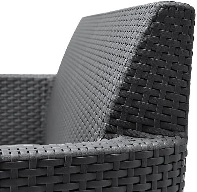 Set da Giardino 4 Pezzi in Rattan Sintetico con Cuscini e Tavolino Contenitore Colore Grafite Modello Salemo Lounge Keter - Image 9