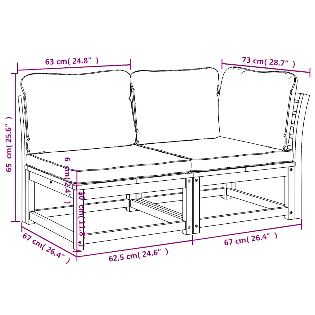 Set Salotto da Giardino 2 pz con Cuscini Legno Massello Acacia 366498 - Image 7