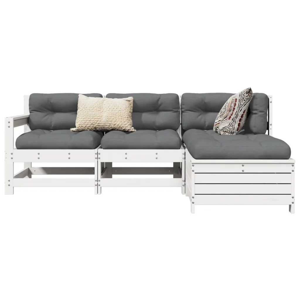 Set Salotto da Giardino 4 pz Bianco in Legno Massello di Pinocod mxl 116756
