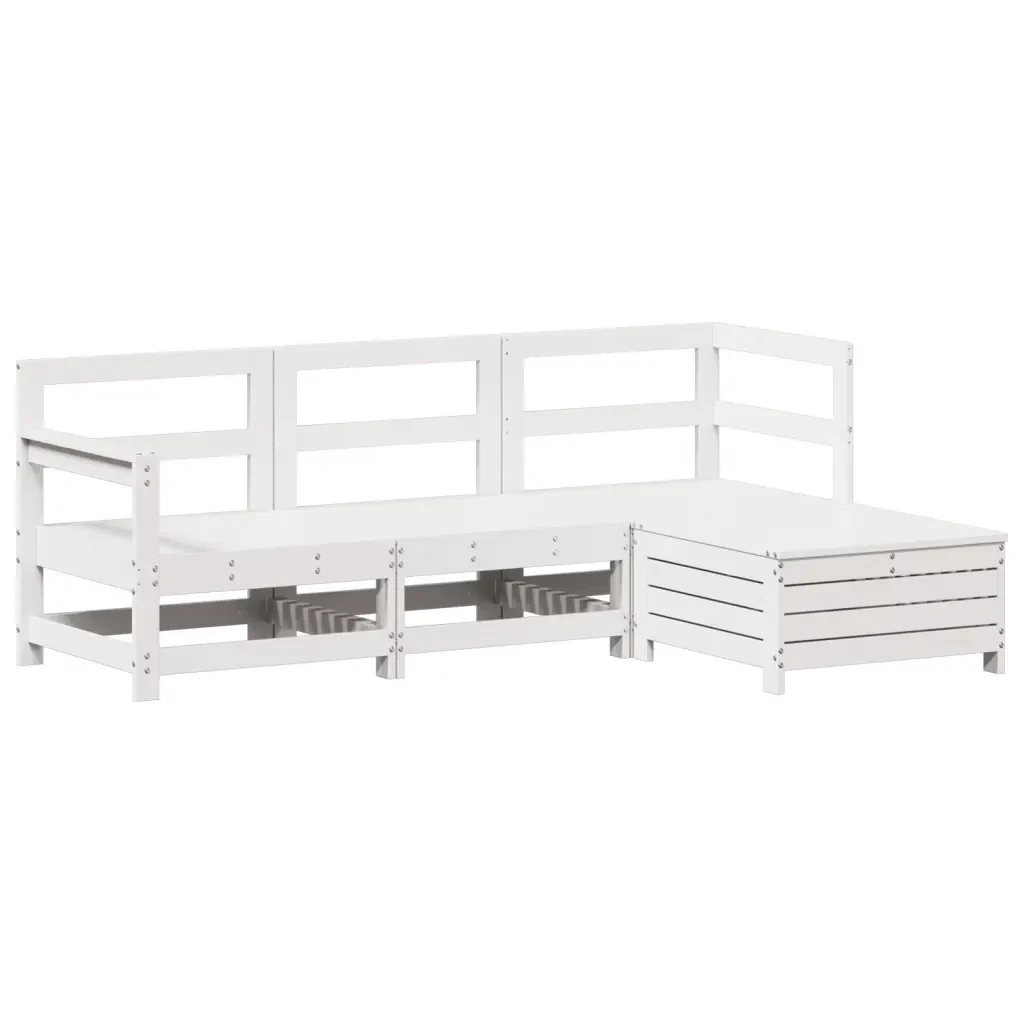 Set Salotto da Giardino 4 pz Bianco in Legno Massello di Pinocod mxl 116756 - Image 2