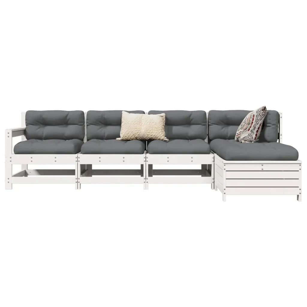 Set Salotto da Giardino 5 pz Bianco in Legno Massello di Pinocod mxl 92945