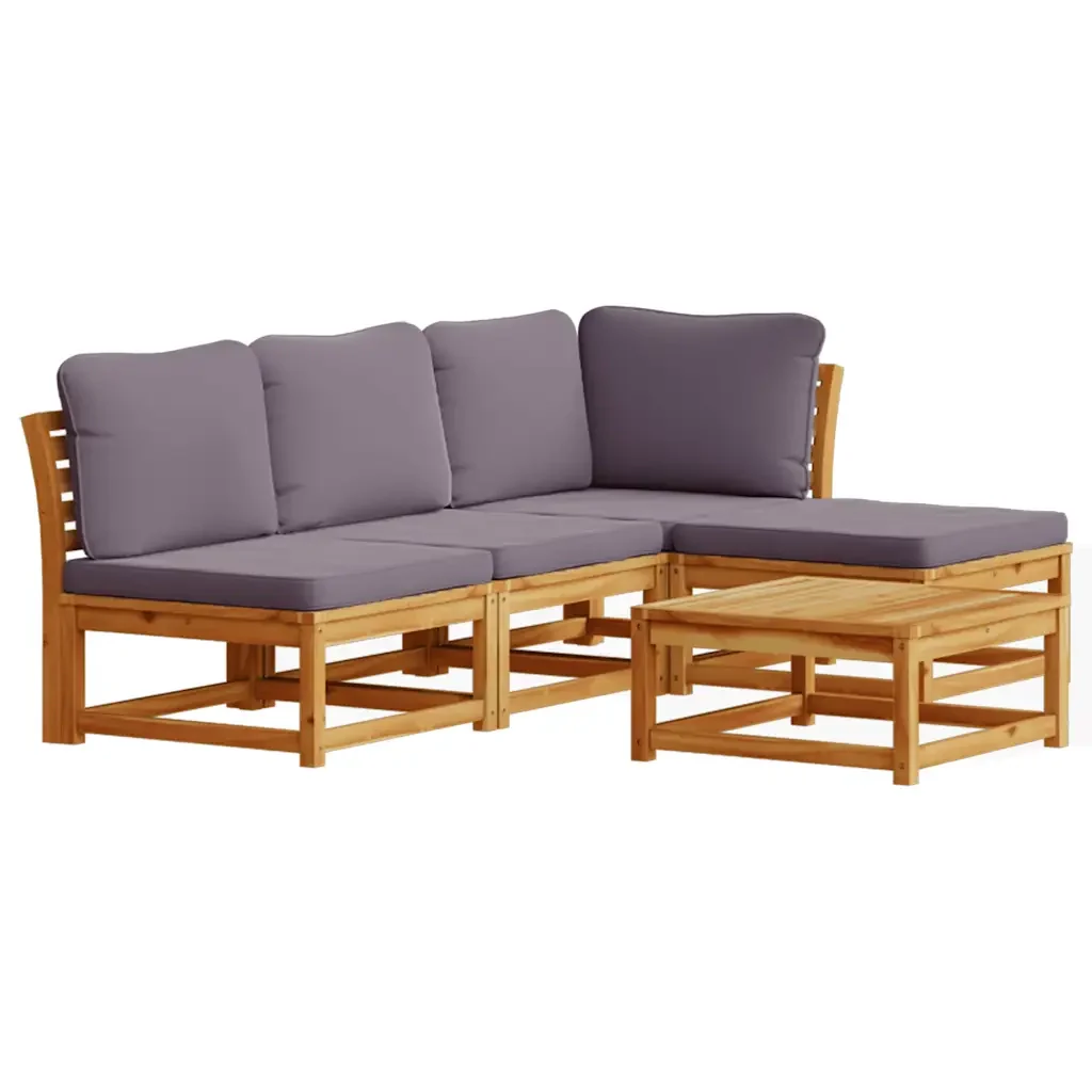 Set Salotto da Giardino 5 pz con Cuscini Legno Massello Acacia 3214308 - Image 2