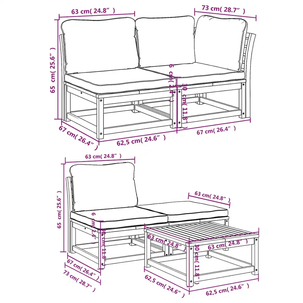 Set Salotto da Giardino 5 pz con Cuscini Legno Massello Acacia 3214308 - Image 8