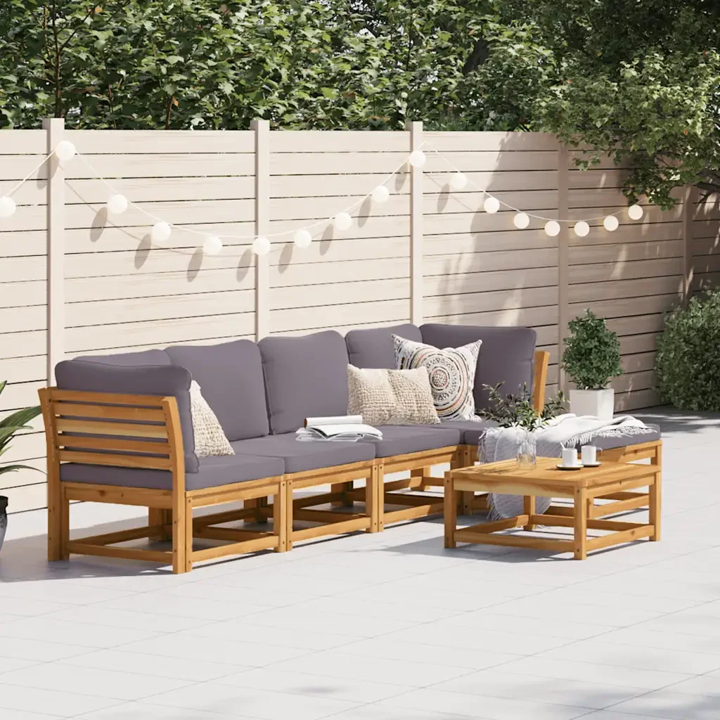 Set Salotto da Giardino 6 pz con Cuscini in Massello di Acacia 3214310