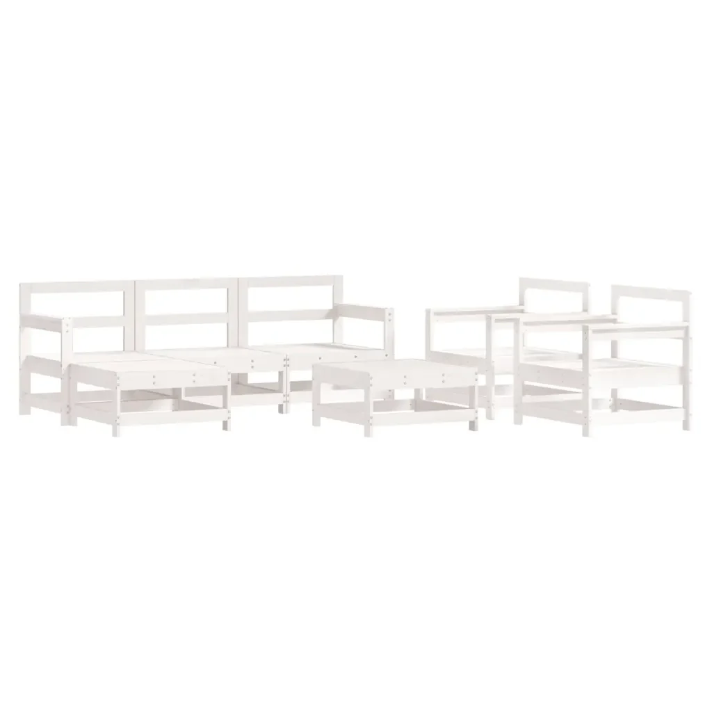 Set Salotto da Giardino 7 pz Bianco in Legno Massello di Pino 3186257 - Image 2