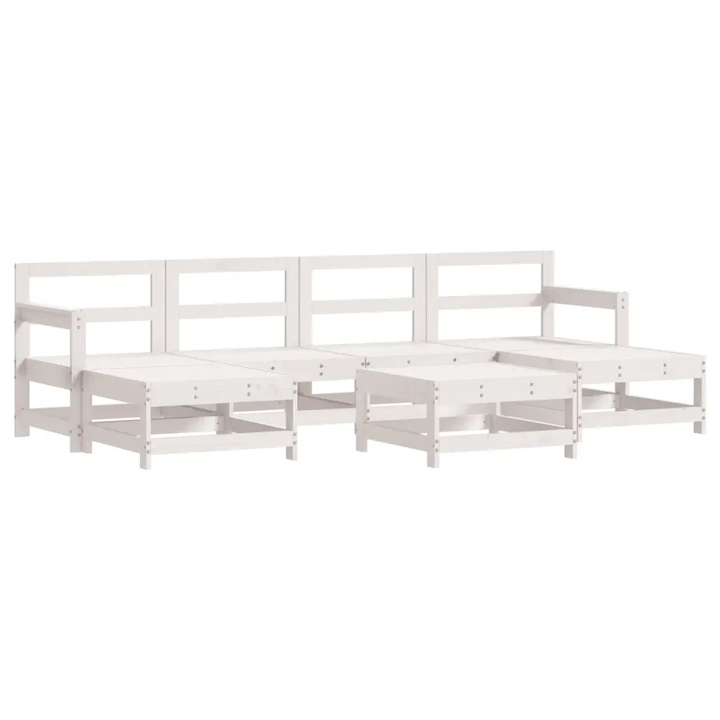 Set Salotto da Giardino 7 pz Bianco in Legno Massello di Pino 3186390 - Image 2